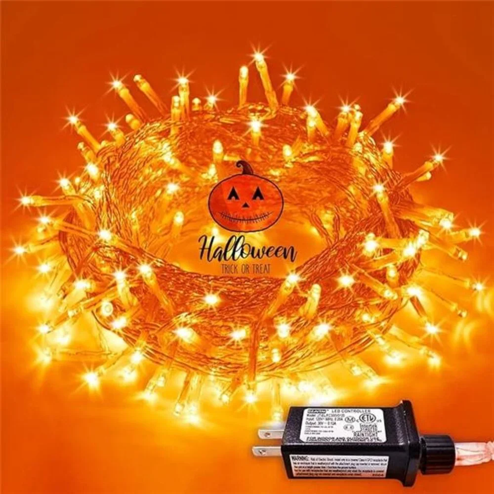 66ft 200 LED Halloween Lights Outdoor,Connectable Halloween Orange String Lights